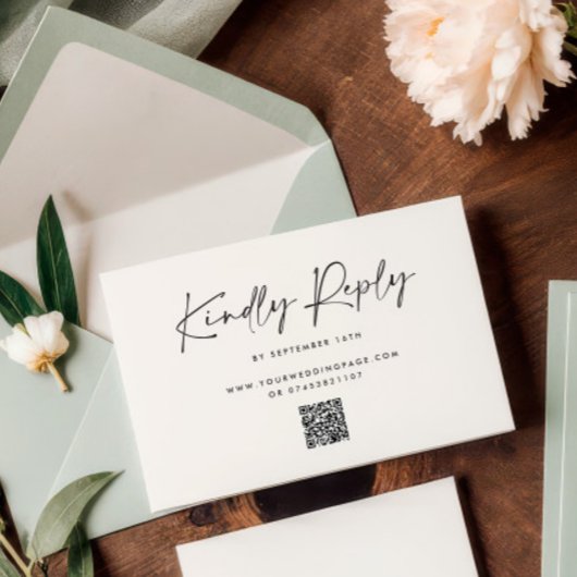 Modern Minimal Script Wedding RSVP with Stripe abc Karte