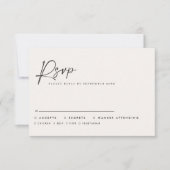 Modern Minimal Script Wedding RSVP with Stripe abc Mitteilungskarte (Vorderseite)