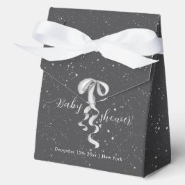 Modern Minimal Silver Bow Winter Snow Baby Shower  Geschenkschachtel