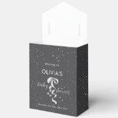 Modern Minimal Silver Bow Winter Snow Baby Shower  Geschenkschachtel (Offen)