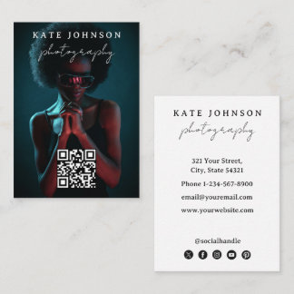 Modern Minimal Simple Professional Photo QR Code Visitenkarte