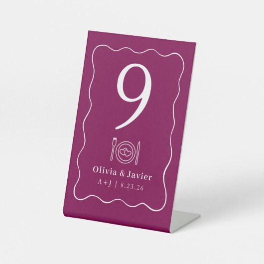 Modern Minimal Simple Wedding Table Numbers Sockelschild (Vorderseite)