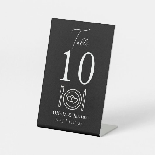 Modern Minimal Simple Wedding Table Numbers Sockelschild (Vorderseite)