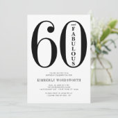 Modern Minimal Sixty and Fabulous 60th Birthday  Einladung (Stehend Vorderseite)