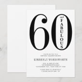 Modern Minimal Sixty and Fabulous 60th Birthday  Einladung (Vorne/Hinten)