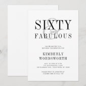 Modern Minimal Sixty and Fabulous 60th Birthday Einladung (Vorne/Hinten)
