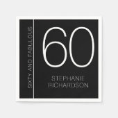 Modern Minimal Sixty and Fabulous 60th Birthday Serviette (Vorderseite)