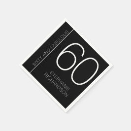 Modern Minimal Sixty and Fabulous 60th Birthday Serviette