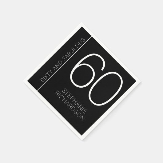 Modern Minimal Sixty and Fabulous 60th Birthday Serviette (Ecke)