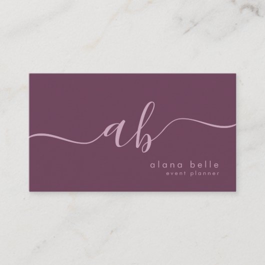 Modern, Minimal & Sophisticated Script Monogram Visitenkarte (Vorderseite)