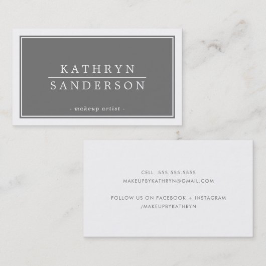 MODERN MINIMAL Stilvolle Grenze Mitte grau-weiß Visitenkarte (Vorne/Hinten)