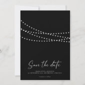 Modern Minimal String Lights Photo Save the Date  (Vorderseite)