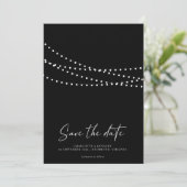Modern Minimal String Lights Photo Save the Date  (Stehend Vorderseite)