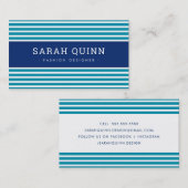 MODERN MINIMAL STRIPE aqua aquamarine marineblaue Visitenkarte (Vorne/Hinten)