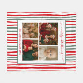 Modern Minimal Stripe family Photo red Christmas Fleecedecke (Vorderseite (Horizontal))
