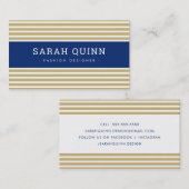 MODERN MINIMAL STRIPE Goldmedaille Blau-Weiß Visitenkarte (Vorne/Hinten)