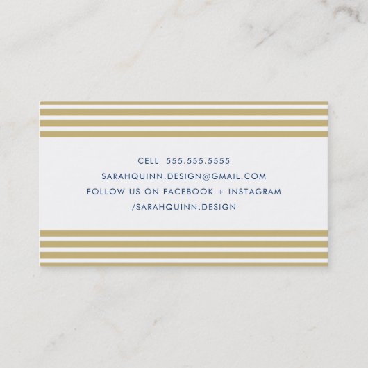 MODERN MINIMAL STRIPE Goldmedaille Blau-Weiß Visitenkarte (Rückseite)