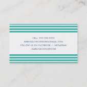 MODERN MINIMAL STRIPE Jade grüne Marine blau weiß Visitenkarte (Rückseite)