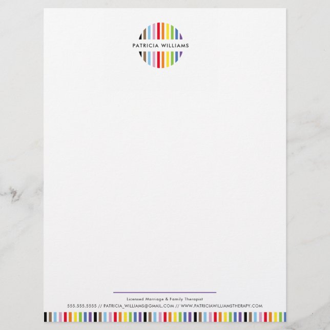 MODERN MINIMAL stripe logo rainbow pride LGBTQ Briefbogen (Vorderseite)