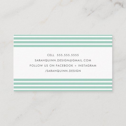 MODERN MINIMAL STRIPE Minze dunkelgrau, Typ Visitenkarte (Rückseite)