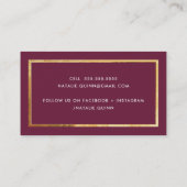 MODERN MINIMAL Super stilvolle goldene Bordeaux Bo Visitenkarte (Rückseite)