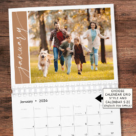 Modern Minimal Terracotta One Photo Family Kalender