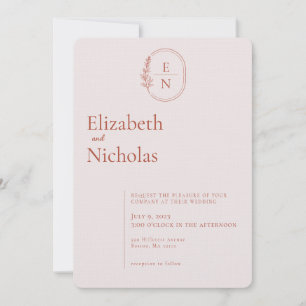 Modern Minimal Terrakotta & Rosé-Hochzeit Einladung