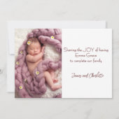 Modern Minimal Two Photo Birth Announcement Ankündigung (Rückseite)