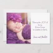 Modern Minimal Two Photo Birth Announcement Ankündigung (Rückseite)