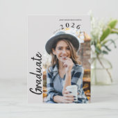 Modern Minimal Two Photo Graduation Party Einladung (Stehend Vorderseite)