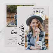 Modern Minimal Two Photo Graduation Party Einladung (Vorne/Hinten)