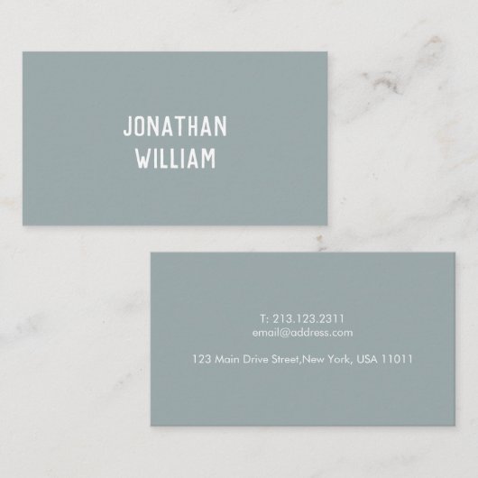 Modern Minimal Typografie Dusty Blue Paper Visitenkarte (Vorne/Hinten)