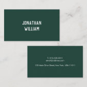 Modern Minimal Typografie Emerald Grünbuch Visitenkarte (Vorne/Hinten)