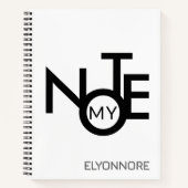 Modern Minimal Typography Black & White Name Note Notizblock (Vorderseite)