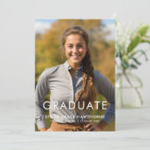 Modern Minimal Typography Photo Graduation Ankündigung (Stehend Vorderseite)