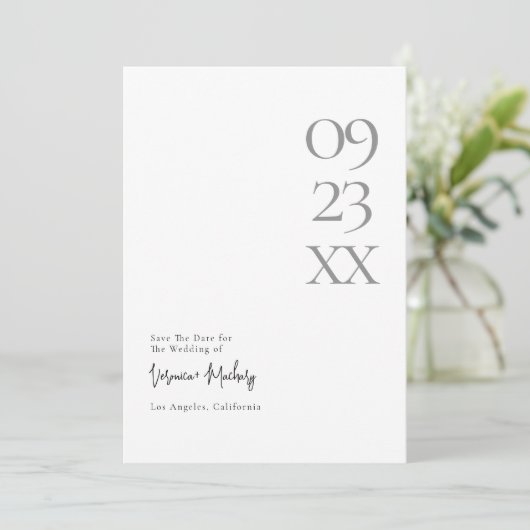 Modern Minimal Typography Wedding Save the Date (Stehend Vorderseite)