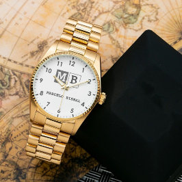 Modern Minimal Typography White Paper Square Armbanduhr