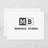 Modern Minimal Typography White Paper Square Postkarte (Vorne/Hinten)