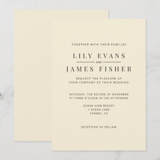 Modern Minimal Wedding Invitation Einladung (Vorne/Hinten)