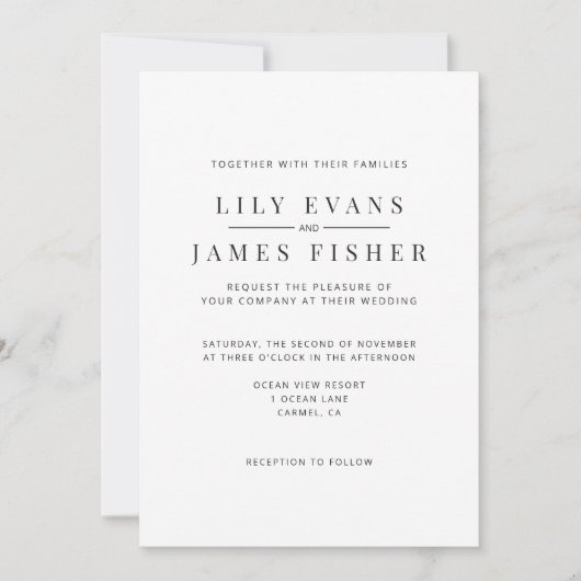 Modern Minimal Wedding Invitation Einladung (Vorderseite)