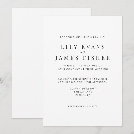 Modern Minimal Wedding Invitation Einladung (Vorne/Hinten)