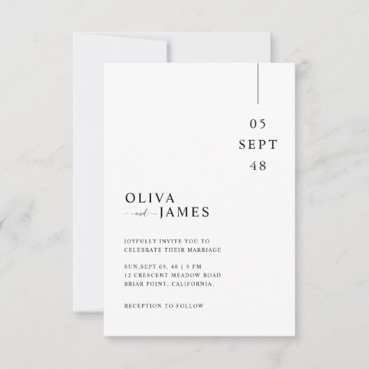 Modern Minimal Wedding Invitation Einladung (Vorderseite)