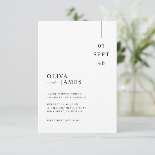 Modern Minimal Wedding Invitation Einladung (Stehend Vorderseite)