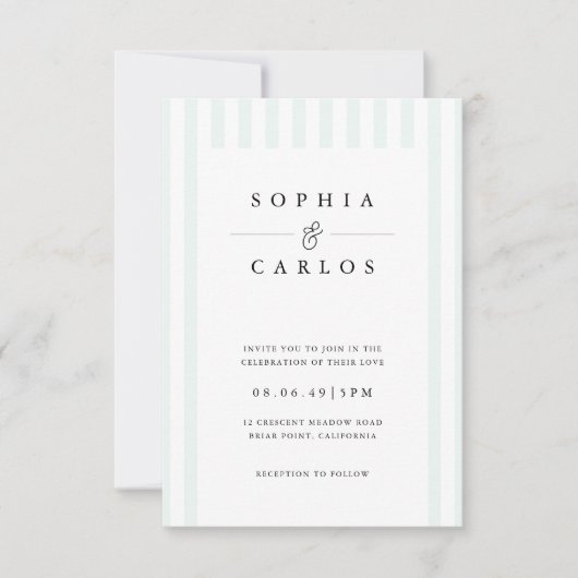 Modern Minimal Wedding Invitation with  Stripe Einladung (Vorderseite)