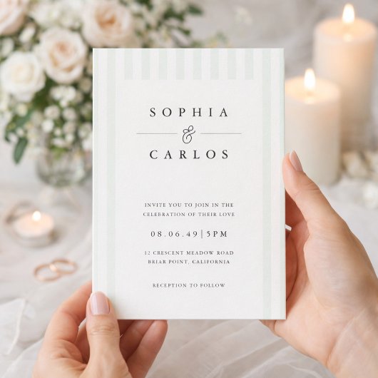 Modern Minimal Wedding Invitation with  Stripe Einladung
