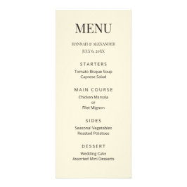 Modern Minimal Wedding Menu Werbekarte