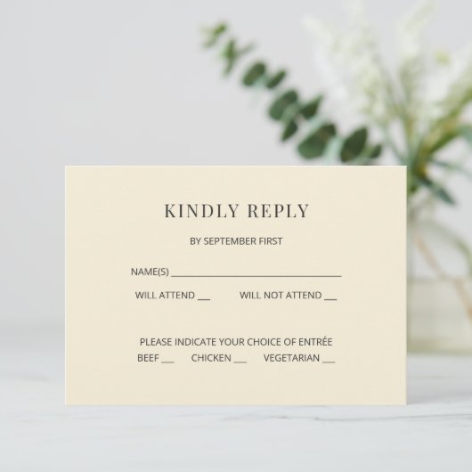Modern Minimal Wedding RSVP Card Einladung (Stehend Vorderseite)