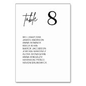 Modern Minimal Wedding Table Number Seating Chart Tischnummer (Rückseite)