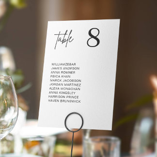 Modern Minimal Wedding Table Number Seating Chart Tischnummer