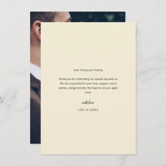 Modern Minimal Wedding Thank You Card with Photo Dankeskarte (Vorne/Hinten)